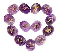 KYEYGWO Amethyst Witches Runes Set, Engraved Wiccan Pagan Symbol