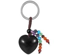 KYEYGWO Black Black Obsidian Crystal Heart Keychains for Women Men