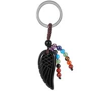KYEYGWO Black Obsidian Crystal Angel Wing Keychains for Men Women