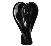 KYEYGWO Black Obsidian Crystal Praying Angel Figurine Guardian Angel Wings Statue for Home Decor, Blessing Protection Stone Memorial Sympathy Gifts