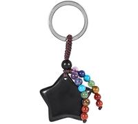 KYEYGWO Black Obsidian Crystal Star Keychains with 7 Chakra Beads Tassel