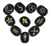 KYEYGWO Black Obsidian Elder Futhark Rune Set for Spiritual Guidance
