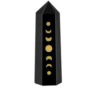 KYEYGWO Black Obsidian Moon Phase Crystal Wands for Healing Witchcraft