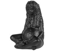 KYEYGWO Black Obsidian Mother Earth Gaia Statue Egyptian Goddess Figurine Crystal Greek Goddess Sculpture Decor Wiccan Altar Supplies