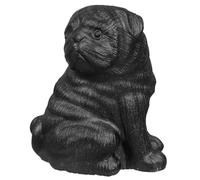 KYEYGWO Black Obsidian Pug Dog Figurine Carved Crystal Puppy Statue Stone Animal Sculpture for Home Table Shelf Decor