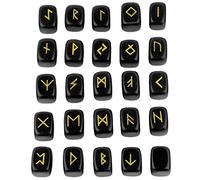 KYEYGWO Black Obsidian Witches Runes Set for Divination Meditation Healing
