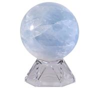 KYEYGWO Blue Celestite Crystal Ball with Acrylic Stand, 50-60 mm