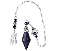 KYEYGWO Blue Sand Stone Crystal Pendulum for Dowsing Divination Healing