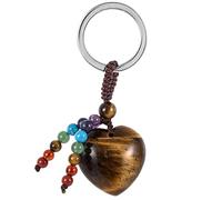 KYEYGWO Brown Tiger's Eye Crystal Heart Keychains for Women Men