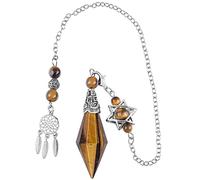 KYEYGWO Brown Tiger's Eye Crystal Pendulum for Dowsing Divination Healing