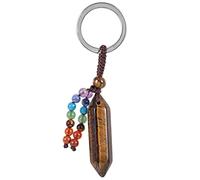 KYEYGWO Brown Tiger's Eye Stone Crystal Point Keyring for Men Women