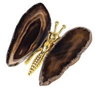 KYEYGWO Butterfly Crystal Ornament Decoration for Garden Home, Handmade Agate Slices Stone Butterfly Figurine Feng Shui Decor Crystal Gift for Women Men, Black