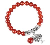 KYEYGWO Carnelian Red Crystal Beaded Bracelet with Tree Life Charm