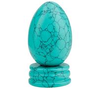 KYEYGWO Carved Green Howlite Turquoise Egg Shaped Crystal with Stand