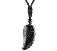 KYEYGWO Carved Stone Dainty Angel Wing Necklace for Women Men