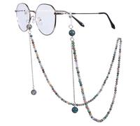 KYEYGWO Colorful Indian Agate Crystal Beaded Glasses Chain for Women Men