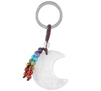 KYEYGWO Crescent Moon Crystal Keyrings with 7 Chakra Beads Tassel
