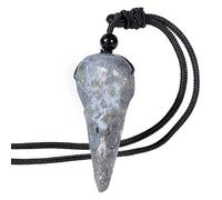 KYEYGWO Crow Skull Pendant Iron Pyrite Stone Necklaces, Hand-carved Crystal Stone Raven Skull Pendant Crow Gothic Jewelry with Adjustable Nylon Rope