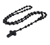 KYEYGWO Crystal Cross Pendant for Men Women, Rosary Pendant Religious Jewellery Holy Religious Prayer Catholic Prayer Necklace Amulet, Black Agate