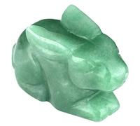 KYEYGWO Crystal Decor Rabbit Sculpture, Pocket Stone Bunny Figure Natural Stones Healing Talisman Fengshui Sculpture Animal Ornament for House Decor, 2 Inches Green Aventurine