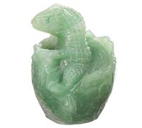 KYEYGWO Crystal Dinosaur Egg Hatchling Figurine, Hand-Carved Pocket Animal Stone Statue Baby Dragon Sculpture for Home Office Decor, Green Aventurine
