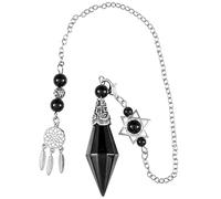 KYEYGWO Crystal Pendulum for Dowsing Divination Healing | Star of David Pendulum, Dream Catcher Chain, Pointed Pendulum for Scrying, Chakra Balancing, Wiccan Altar Supplies