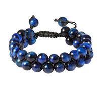 KYEYGWO Double Layer Blue Tiger's Eye Stone Beaded Bracelets for Women Men
