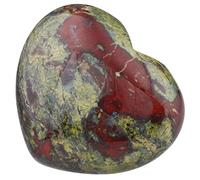 KYEYGWO Dragon Blood Jasper Puff Heart Healing Crystals Love Stone, Pocket Stones Palm Worry Stone for Reiki Meditation Balancing, 1.7" (1 PCS)