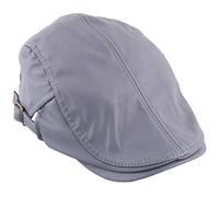 KYEYGWO Flat Caps for Men, PU Leather Newsboy Peaked Cabbie Ivy Gatsby Beret Hat Driving Cap(Dark-Grey)