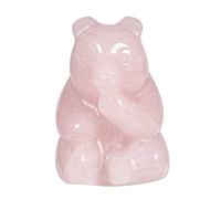 KYEYGWO Hand-Carved Crystal Bear Figurine, 1.18" Rose Quartz Stone Bears Animal Sculpture Statues Palm Pocket Stones Fengshui Ornament for Home Office Decor
