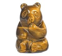 KYEYGWO Hand-Carved Crystal Bear Figurine, 1.18" Tiger's Eye Stone Bears Animal Sculpture Statues Palm Pocket Stones Fengshui Ornament for Home Office Decor