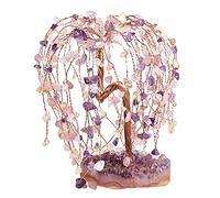 KYEYGWO Handmade Colorful Crystal Money Tree with Amethyst Cluster Base | 5.5 Inches Weeping Willow Crystal Bonsai Tree, Home Feng Shui Ornament, Attract Money Wealth Good Luck, Housewarming Gift