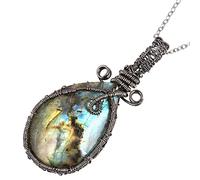 KYEYGWO Handmade Copper Wire Wrapped Labradorite Necklace for Women Men