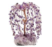 KYEYGWO Handmade Purple Crystal Money Tree with Amethyst Cluster Base | 5.5 Inches Weeping Willow Crystal Bonsai Tree, Home Feng Shui Ornament, Attract Money Wealth Good Luck, Housewarming Gift