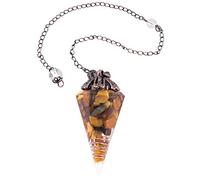 KYEYGWO Healing Crystal Pointed Pendant Pendulum for Dowsing Divination, Reiki Chakra Stone Cone Pendant Necklace for Men and Women