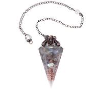 KYEYGWO Healing Crystal Pointed Pendant Pendulum for Dowsing Divination, Reiki Chakra Stone Cone Pendant Necklace for Men and Women