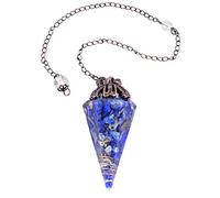 KYEYGWO Healing Crystal Pointed Pendant Pendulum for Dowsing Divination, Reiki Chakra Stone Cone Pendant Necklace for Men and Women