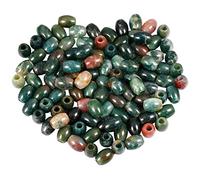 KYEYGWO Indian Agate Large Hole Polished Gemstone Beads for Bracelets, Oval Loose Charms European Bead for Jewelry Making, Pack of 20