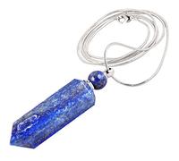 KYEYGWO Lapis Lazuli Healing Crystal Point Aromatherapy Essential Oil Diffuser Necklace Hexagonal Perfume Bottle Pendant Necklace for Men Women