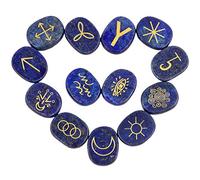 KYEYGWO Lapis Lazuli Witches Runes Set, Engraved Gypsy Wiccan Pagan Symbol
