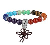 KYEYGWO Mala Prayer Beads Bracelet for Woman, 7 Chakras Crystal Stone Round Beads Stretch Bracelets, Mixed Stone