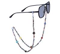 KYEYGWO Multicolor Crystal Beaded Glasses Chain with 9 Planets Stones, Eyeglass Holders Around Neck Reading Glasses Chain Astronomy Themed Gifts for Women Men