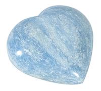 KYEYGWO Natural Blue Celestite Crystal Heart Puff Stone, Healing Worry Stone for Stress Relief Relaxation Meditation, 2.4-2.76 Inch