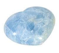 KYEYGWO Natural Blue Celestite Crystal Heart Puff Stone, Healing Worry Stone for Stress Relief Relaxation Meditation, 3.58-3.94 Inch