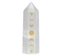 KYEYGWO Natural Clear Quartz Crystal Wands for Healing Witchcraft Supplies, Carved Moon Phase Gem Stones and Crystals Pointy Towers Obelisk for Home Decor