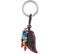 KYEYGWO Natural Crystal Angel Wing Keychains for Men Women | 7 Chakra Stones Keychain for Car Keys, Daily Portable Key Holder, Spiritual Wing Stone Key Ring, Handbag Backpack Purse Charm