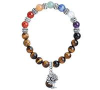 KYEYGWO Natural Crystal Beaded Bracelet with Tree Life Charm | Symbol of Life, Growth & Wisdom, 8mm Beads Healing Crystal Bracelets, Elastic Stretch Design, Daily Wear, Spiritual Gift