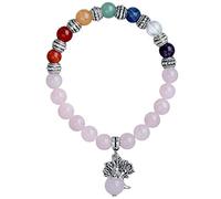 KYEYGWO Natural Crystal Beaded Bracelet with Tree Life Charm | Symbol of Life, Growth & Wisdom, 8mm Beads Healing Crystal Bracelets, Elastic Stretch Design, Daily Wear, Spiritual Gift