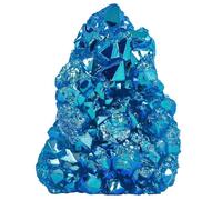 KYEYGWO Natural Crystal Cluster Geode Stone Specimen for Home Decor, Titanium Coated Blue AB Crystal Cluster for Reiki Healing