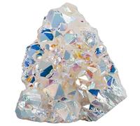 KYEYGWO Natural Crystal Cluster Geode Stone Specimen for Home Decor, Titanium Coated White AB Crystal Cluster for Reiki Healing